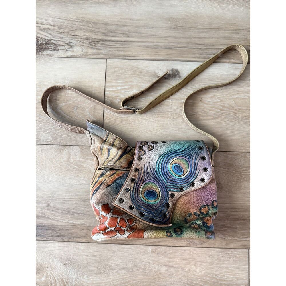 Anuschka Hand-Painted Leather Crossbody Shoulder Bag